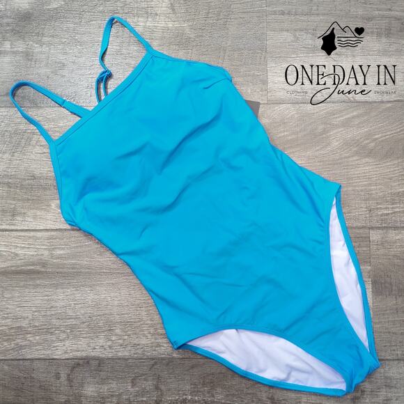 Tempt Me Straight Neck Athletic Racer Back One Piece Swimsuit Size M - Picture 3 of 7